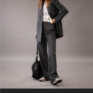 Anine Bing Charcoal Pinstripe Women's oversized blazer xs new condition